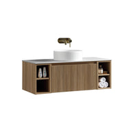 Tailored Flauto 1 Drawer Wall Hung Vanity Unit with 2 Side Storage Boxes & Sintered Stone Countertop