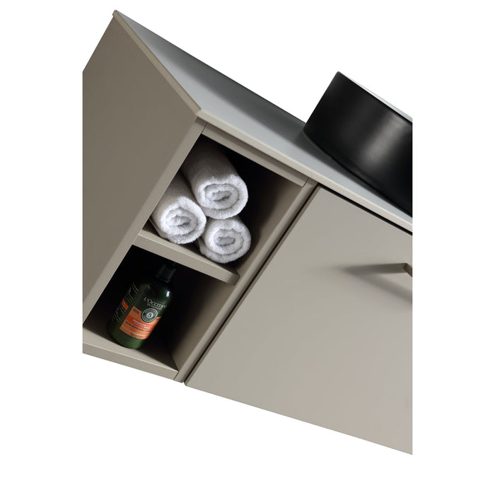 Tailored Piatta 800mm 1 Drawer Wall Hung Vanity Unit with Side Storage Box, Sintered Stone Countertop & Handle