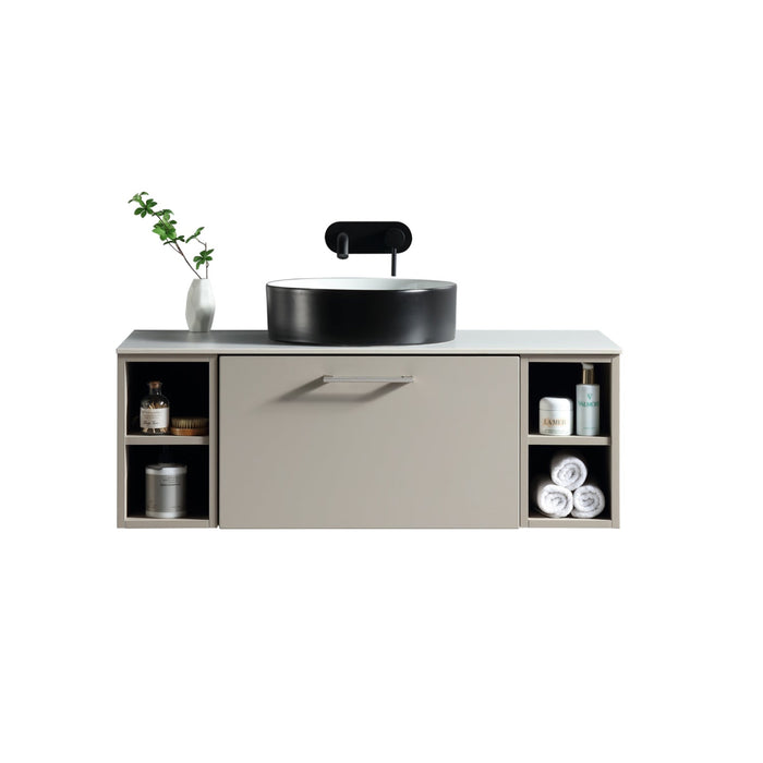 Tailored Piatta 1000mm 1 Drawer Wall Hung Vanity Unit with 2 Side Storage Boxes, Sintered Stone Countertop & Handle