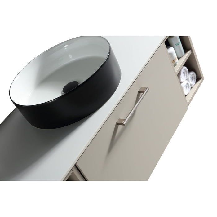 Tailored Piatta 1000mm 1 Drawer Wall Hung Vanity Unit with 2 Side Storage Boxes, Sintered Stone Countertop & Handle