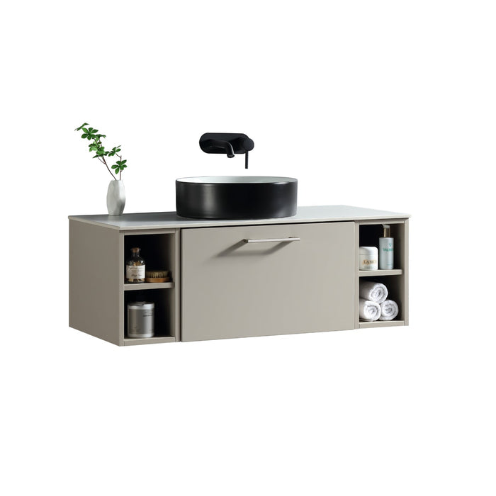 Tailored Piatta 1000mm 1 Drawer Wall Hung Vanity Unit with 2 Side Storage Boxes, Sintered Stone Countertop & Handle