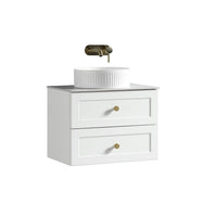 Tailored Bakewell 600mm 2 Drawer Wall Hung Vanity Unit with Sintered Stone Countertop & Handles