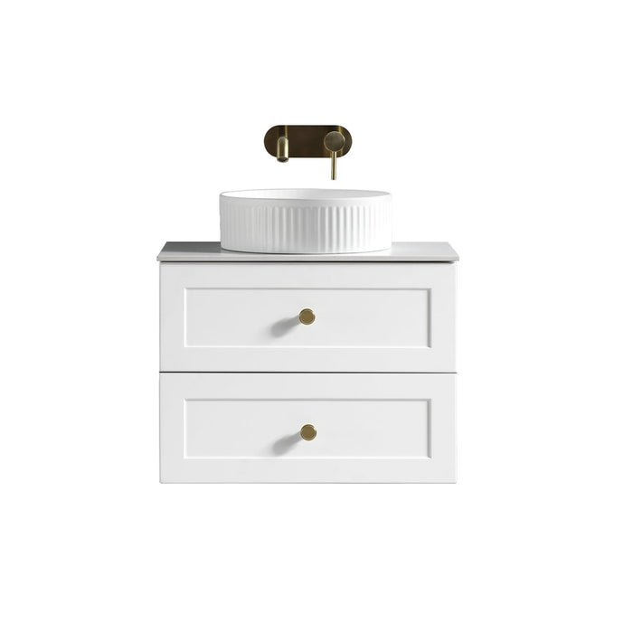 Tailored Bakewell 600mm 2 Drawer Wall Hung Vanity Unit with Sintered Stone Countertop & Handles