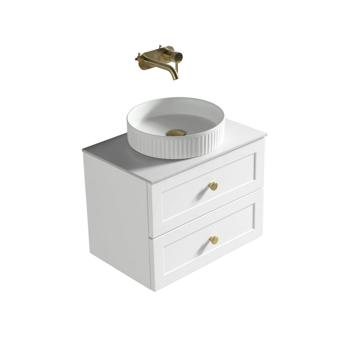 Tailored Bakewell 600mm 2 Drawer Wall Hung Vanity Unit with Sintered Stone Countertop & Handles