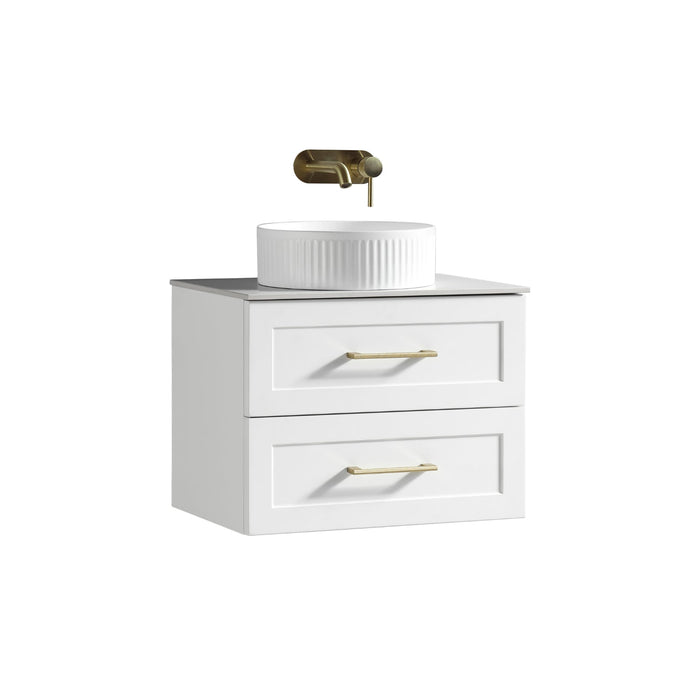 Tailored Bakewell 600mm 2 Drawer Wall Hung Vanity Unit with Sintered Stone Countertop & Handles