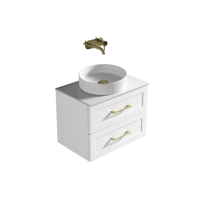 Tailored Bakewell 600mm 2 Drawer Wall Hung Vanity Unit with Sintered Stone Countertop & Handles
