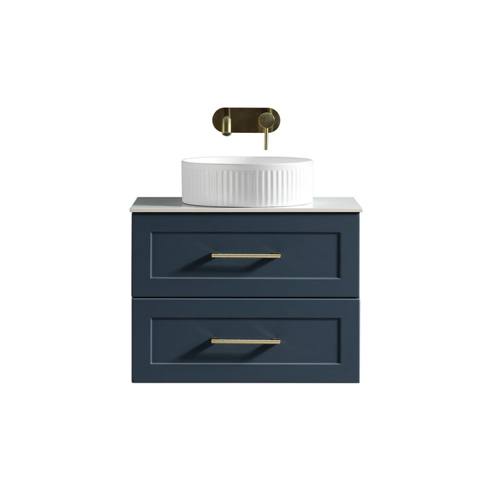 Tailored Bakewell 600mm 2 Drawer Wall Hung Vanity Unit with Sintered Stone Countertop & Handles