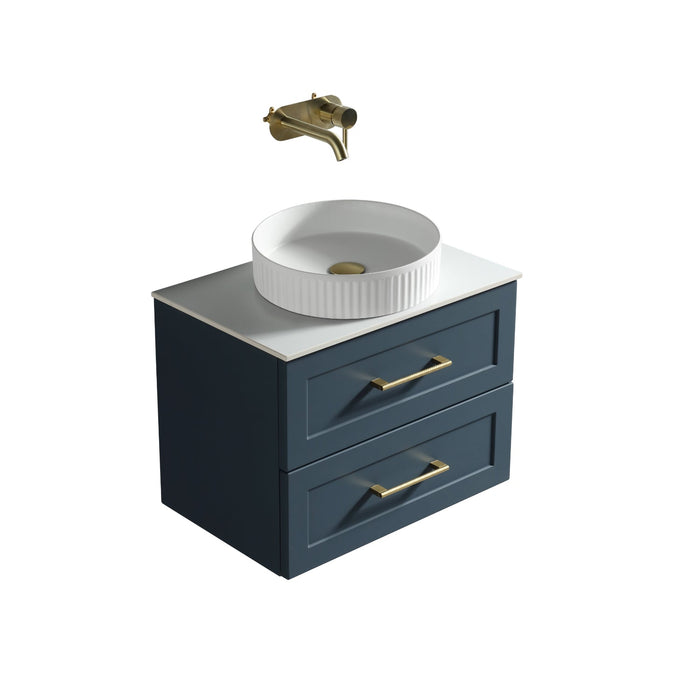Tailored Bakewell 600mm 2 Drawer Wall Hung Vanity Unit with Sintered Stone Countertop & Handles