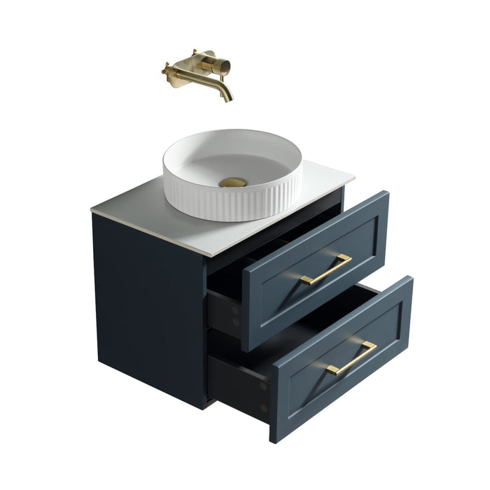 Tailored Bakewell 600mm 2 Drawer Wall Hung Vanity Unit with Sintered Stone Countertop & Handles