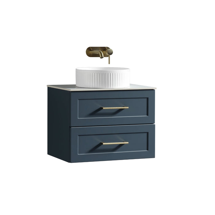 Tailored Bakewell 600mm 2 Drawer Wall Hung Vanity Unit with Sintered Stone Countertop & Handles