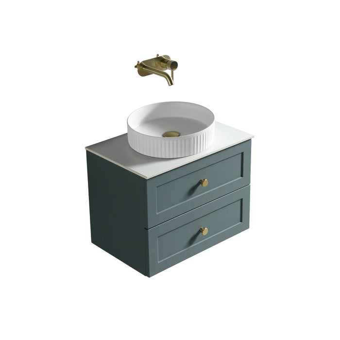 Tailored Bakewell 600mm 2 Drawer Wall Hung Vanity Unit with Sintered Stone Countertop & Handles