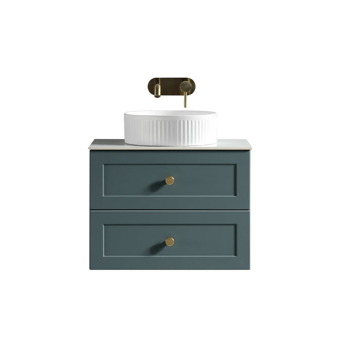 Tailored Bakewell 600mm 2 Drawer Wall Hung Vanity Unit with Sintered Stone Countertop & Handles