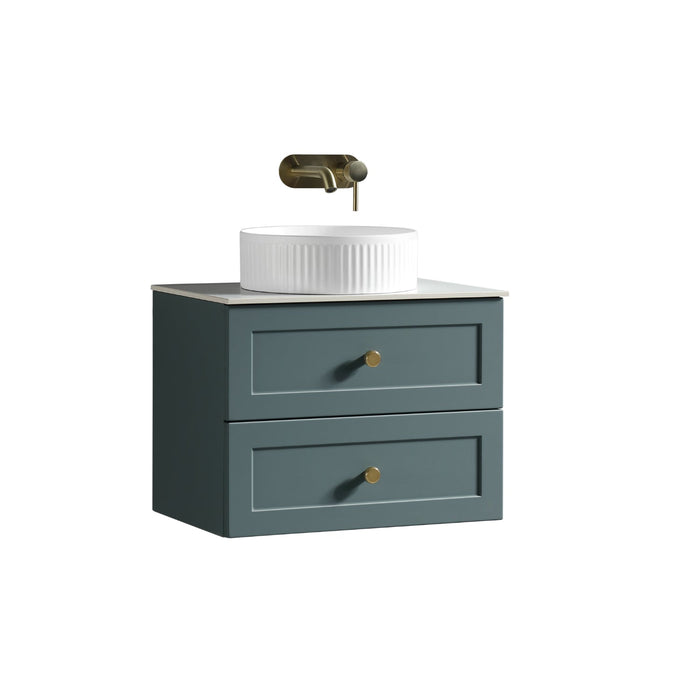 Tailored Bakewell 600mm 2 Drawer Wall Hung Vanity Unit with Sintered Stone Countertop & Handles
