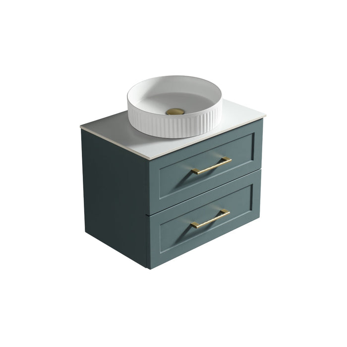 Tailored Bakewell 600mm 2 Drawer Wall Hung Vanity Unit with Sintered Stone Countertop & Handles