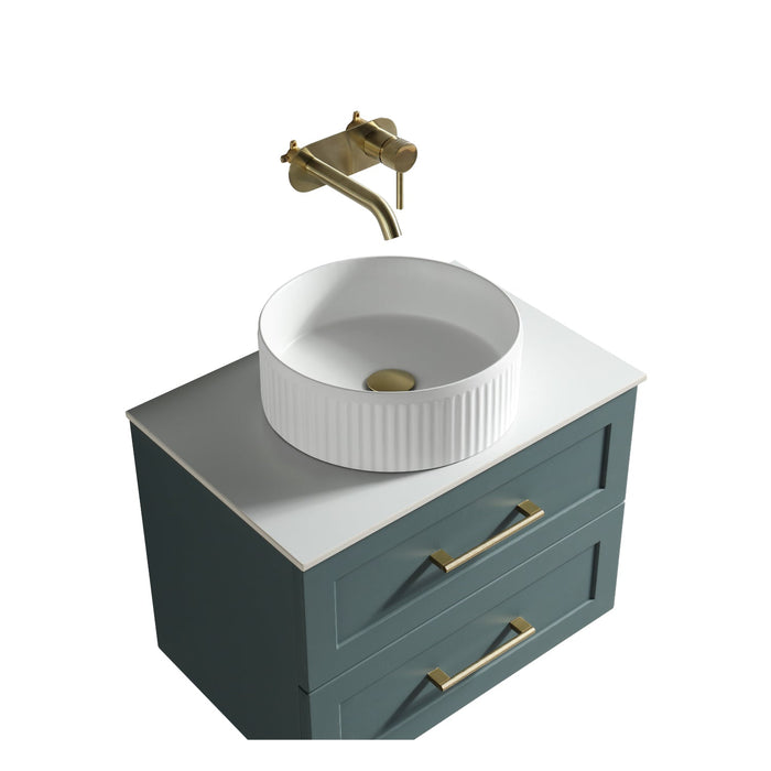 Tailored Bakewell 600mm 2 Drawer Wall Hung Vanity Unit with Sintered Stone Countertop & Handles