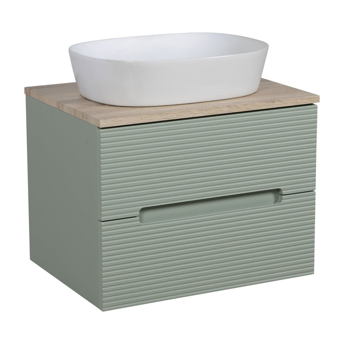 Tailored Monza Plus 600mm 2 Drawer Fluted Wall Hung Vanity Unit with Countertop