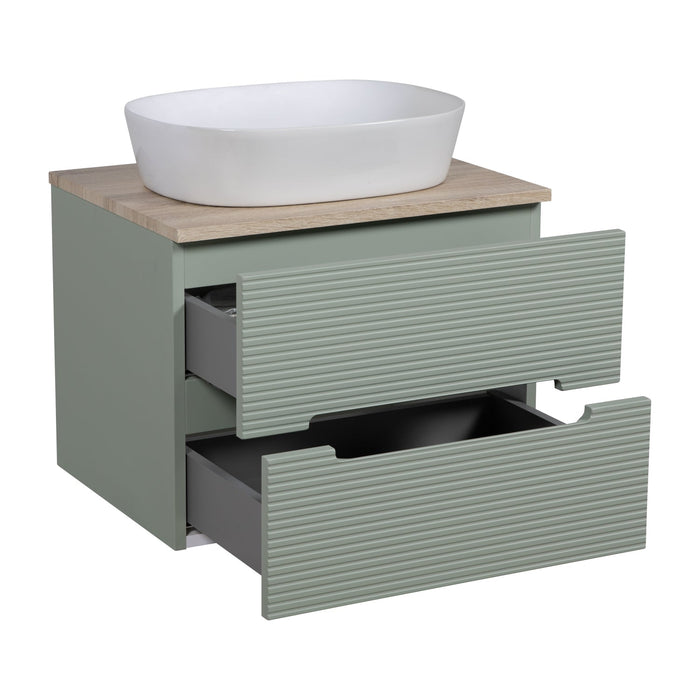 Tailored Monza Plus 600mm 2 Drawer Fluted Wall Hung Vanity Unit with Countertop