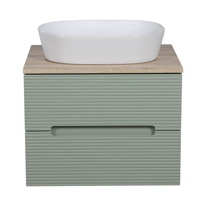 Tailored Monza Plus 600mm 2 Drawer Fluted Wall Hung Vanity Unit with Countertop