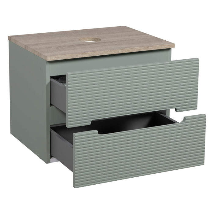 Tailored Monza Plus 600mm 2 Drawer Fluted Wall Hung Vanity Unit with Countertop