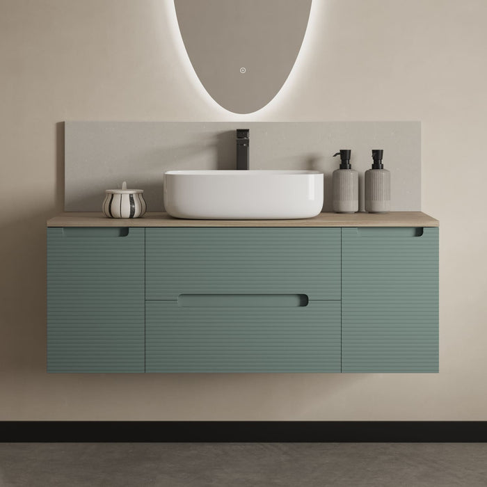 Tailored Monza Plus 1200mm 2 Drawer Fluted Wall Hung Vanity Unit with 2 Side Cabinets & Countertop