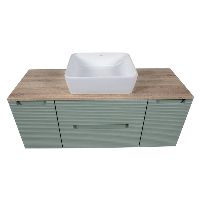 Tailored Monza Plus 1200mm 2 Drawer Fluted Wall Hung Vanity Unit with 2 Side Cabinets & Countertop