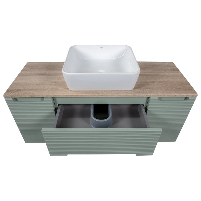 Tailored Monza Plus 1200mm 2 Drawer Fluted Wall Hung Vanity Unit with 2 Side Cabinets & Countertop