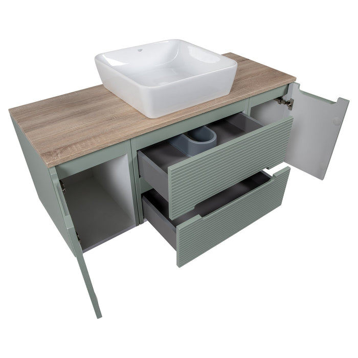 Tailored Monza Plus 1200mm 2 Drawer Fluted Wall Hung Vanity Unit with 2 Side Cabinets & Countertop