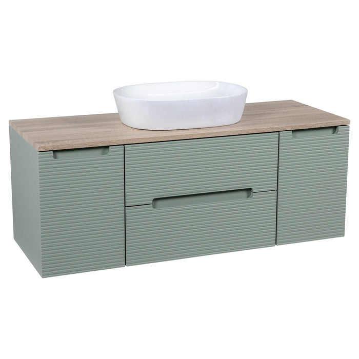 Tailored Monza Plus 1200mm 2 Drawer Fluted Wall Hung Vanity Unit with 2 Side Cabinets & Countertop