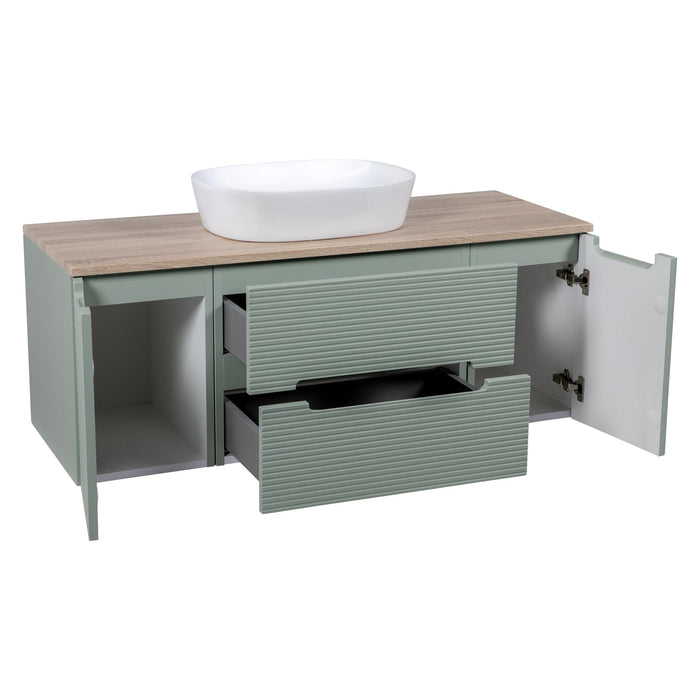 Tailored Monza Plus 1200mm 2 Drawer Fluted Wall Hung Vanity Unit with 2 Side Cabinets & Countertop