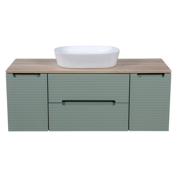 Tailored Monza Plus 1200mm 2 Drawer Fluted Wall Hung Vanity Unit with 2 Side Cabinets & Countertop