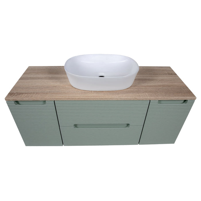 Tailored Monza Plus 1200mm 2 Drawer Fluted Wall Hung Vanity Unit with 2 Side Cabinets & Countertop