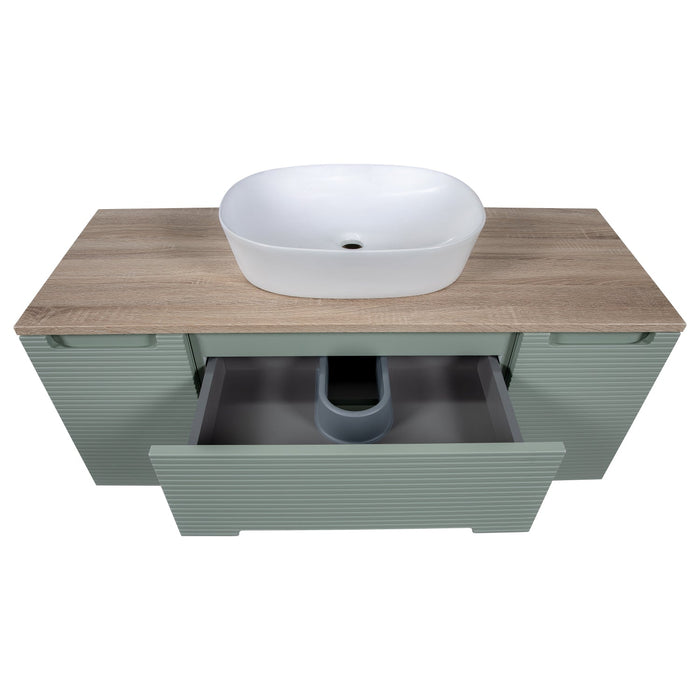 Tailored Monza Plus 1200mm 2 Drawer Fluted Wall Hung Vanity Unit with 2 Side Cabinets & Countertop