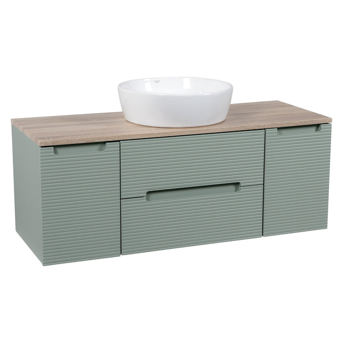 Tailored Monza Plus 1200mm 2 Drawer Fluted Wall Hung Vanity Unit with 2 Side Cabinets & Countertop