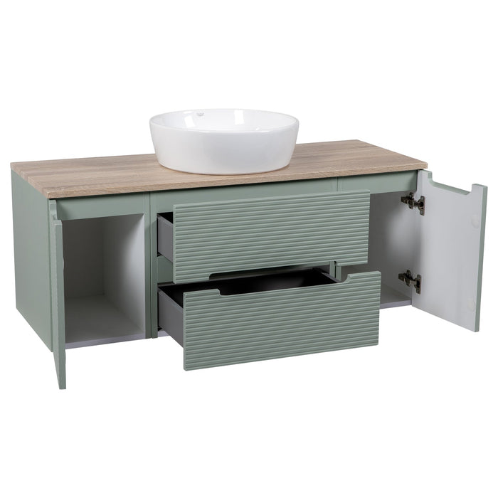 Tailored Monza Plus 1200mm 2 Drawer Fluted Wall Hung Vanity Unit with 2 Side Cabinets & Countertop