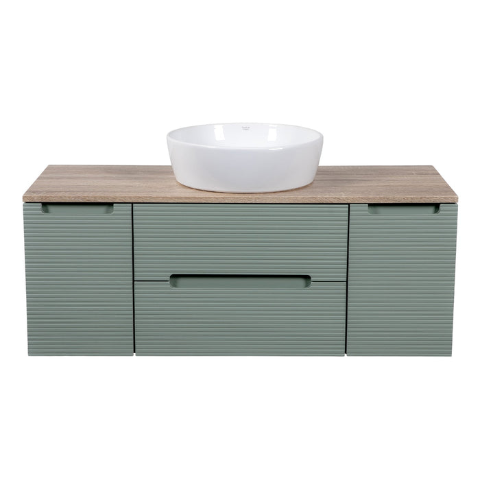 Tailored Monza Plus 1200mm 2 Drawer Fluted Wall Hung Vanity Unit with 2 Side Cabinets & Countertop