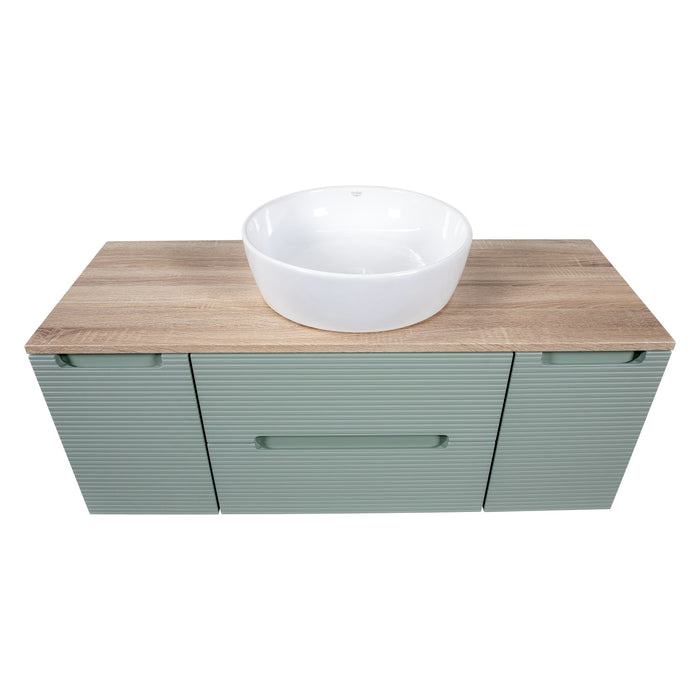 Tailored Monza Plus 1200mm 2 Drawer Fluted Wall Hung Vanity Unit with 2 Side Cabinets & Countertop