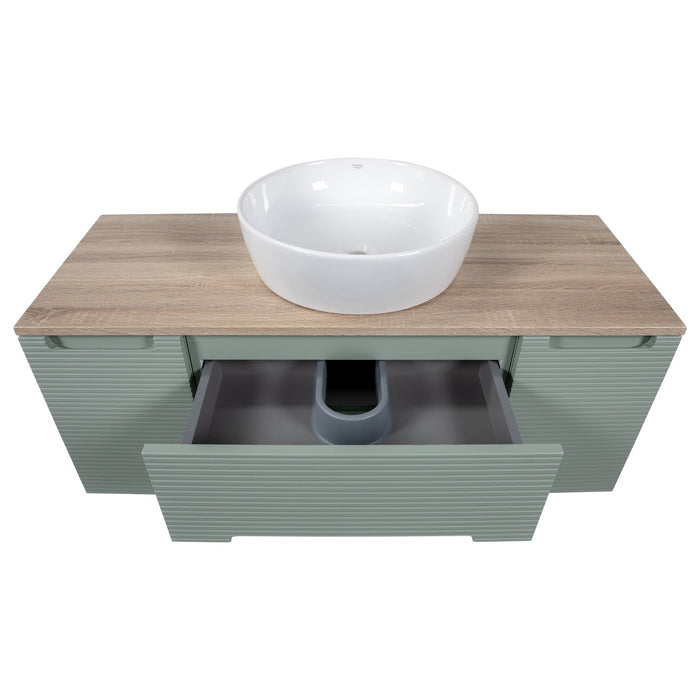 Tailored Monza Plus 1200mm 2 Drawer Fluted Wall Hung Vanity Unit with 2 Side Cabinets & Countertop