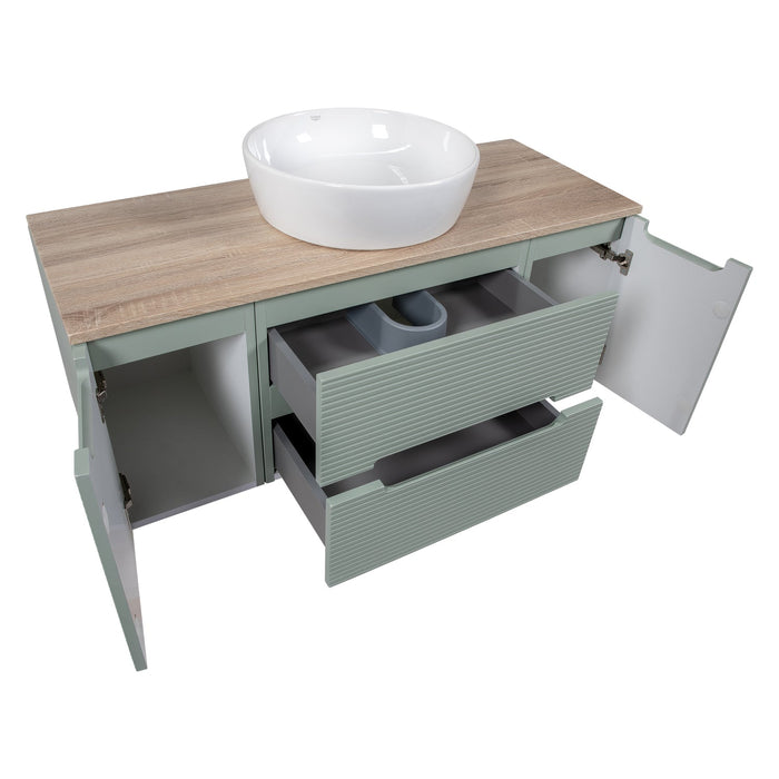 Tailored Monza Plus 1200mm 2 Drawer Fluted Wall Hung Vanity Unit with 2 Side Cabinets & Countertop
