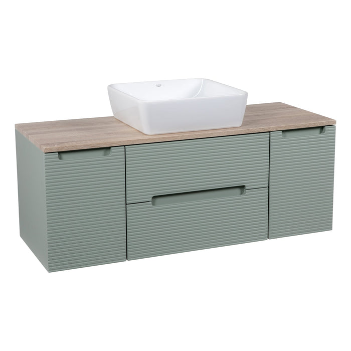Tailored Monza Plus 1200mm 2 Drawer Fluted Wall Hung Vanity Unit with 2 Side Cabinets & Countertop