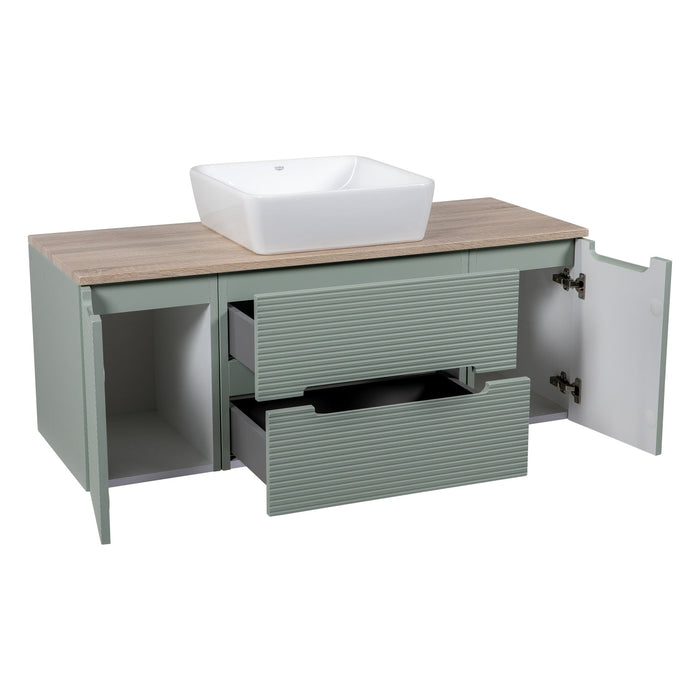Tailored Monza Plus 1200mm 2 Drawer Fluted Wall Hung Vanity Unit with 2 Side Cabinets & Countertop