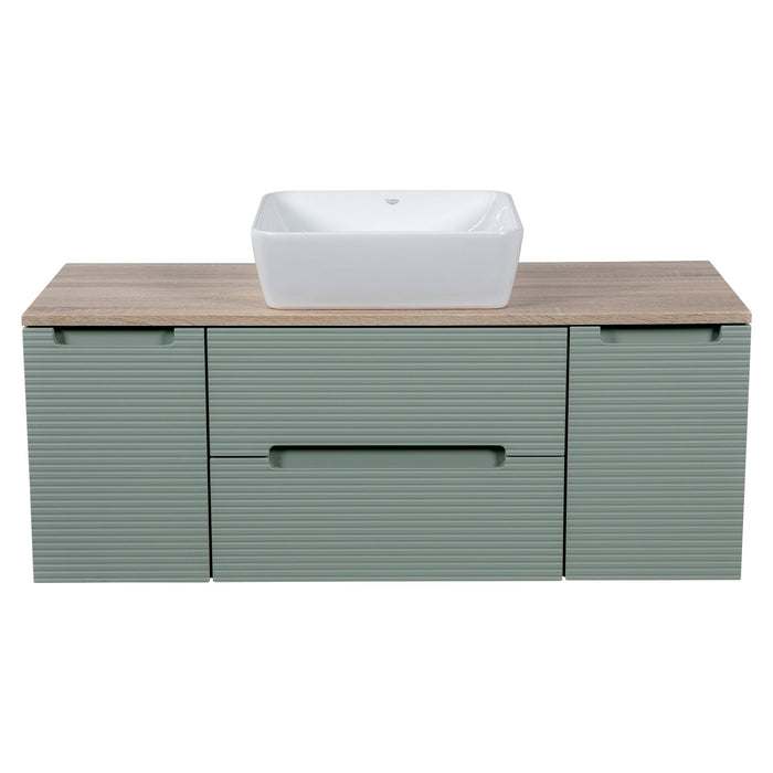 Tailored Monza Plus 1200mm 2 Drawer Fluted Wall Hung Vanity Unit with 2 Side Cabinets & Countertop