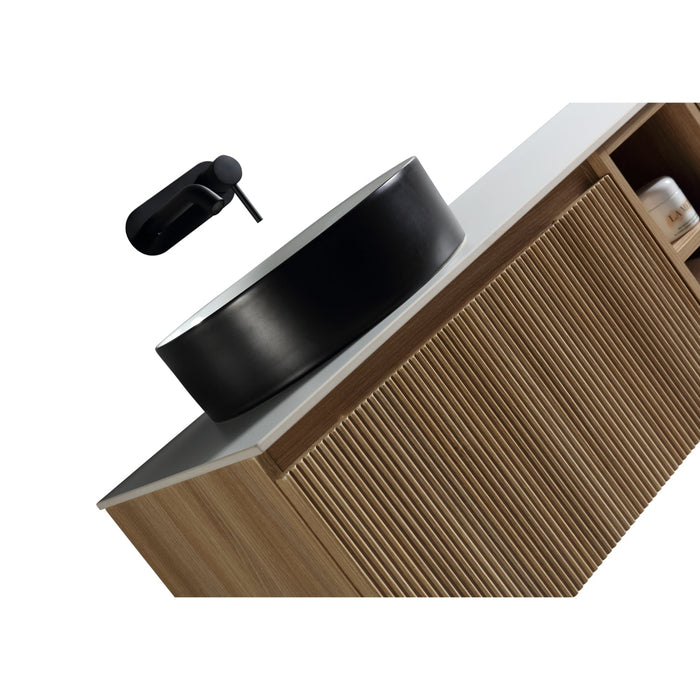Tailored Flauto 800mm 1 Drawer Wall Hung Vanity Unit with Side Storage Box & Sintered Stone Countertop
