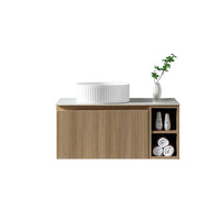 Tailored Flauto 800mm 1 Drawer Wall Hung Vanity Unit with Side Storage Box & Sintered Stone Countertop