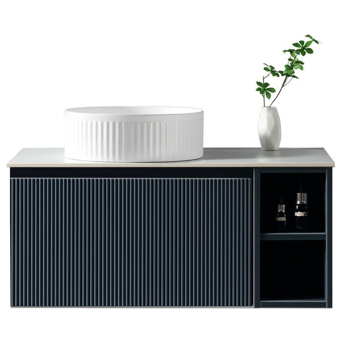 Tailored Flauto 800mm 1 Drawer Wall Hung Vanity Unit with Side Storage Box & Sintered Stone Countertop