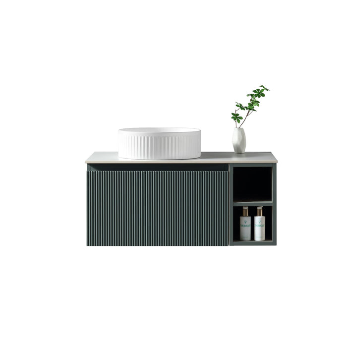 Tailored Flauto 800mm 1 Drawer Wall Hung Vanity Unit with Side Storage Box & Sintered Stone Countertop