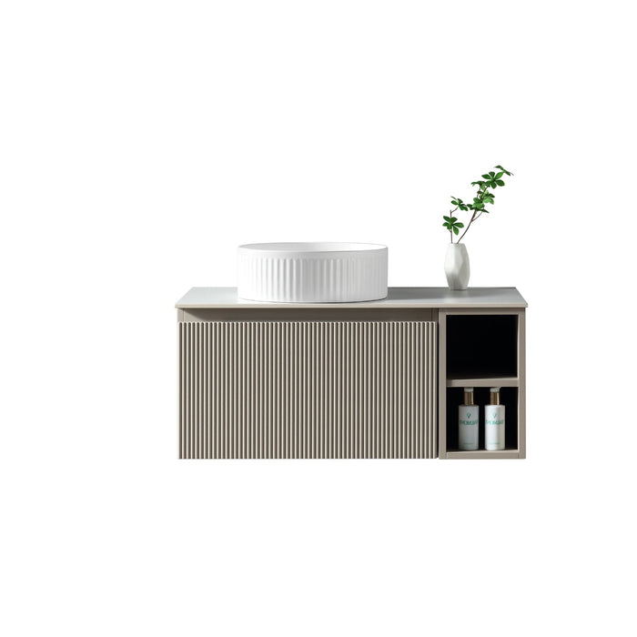 Tailored Flauto 800mm 1 Drawer Wall Hung Vanity Unit with Side Storage Box & Sintered Stone Countertop