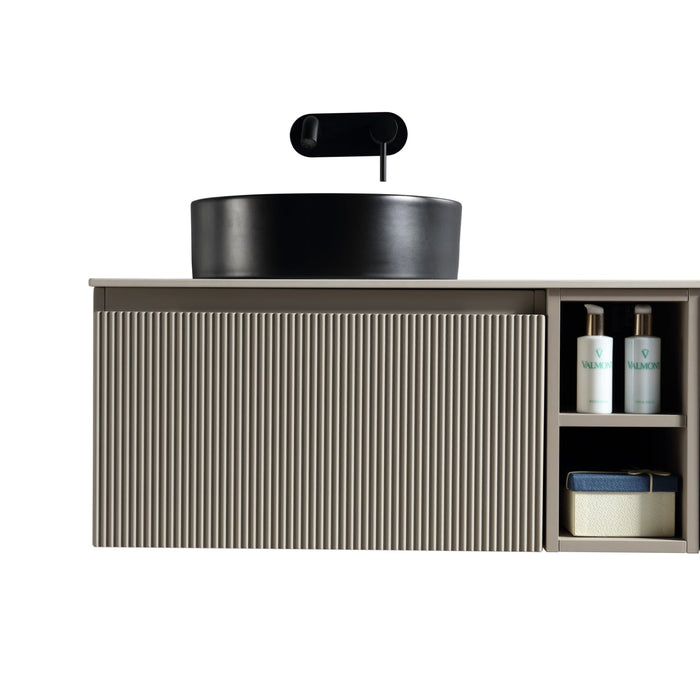 Tailored Flauto 800mm 1 Drawer Wall Hung Vanity Unit with Side Storage Box & Sintered Stone Countertop