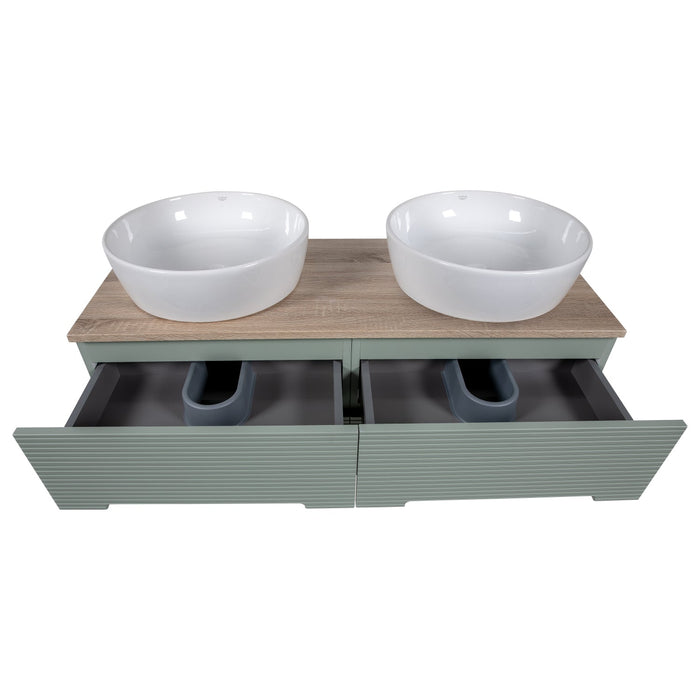 Tailored Monza Plus 1200mm 4 Drawer Fluted Wall Hung Double Vanity Unit with Countertop