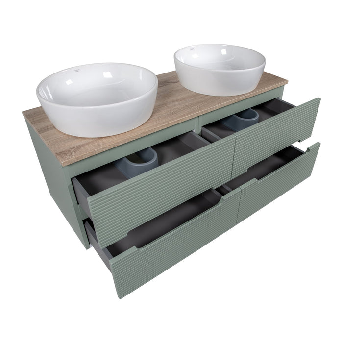Tailored Monza Plus 1200mm 4 Drawer Fluted Wall Hung Double Vanity Unit with Countertop