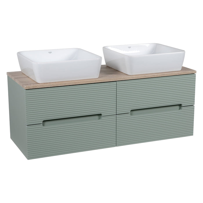 Tailored Monza Plus 1200mm 4 Drawer Fluted Wall Hung Double Vanity Unit with Countertop